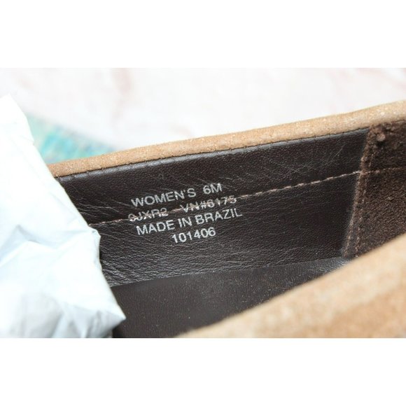 LL Bean  Brown Suede Slip On Round Toe Moccasins Heeled Shoes Size 6 M - Picture 8 of 9